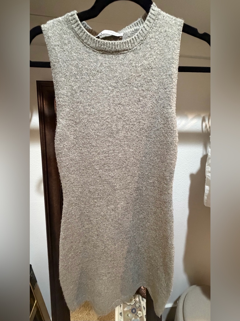 Zara Sleeveless Knit Mini Dress in Light Gray - XS